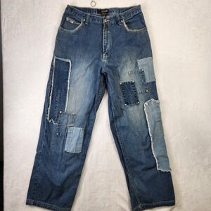 Mu-Ka Jeans‎ Mens 36x33 Patchwork Wide Leg Y2K Distressed Denim Pants Russia